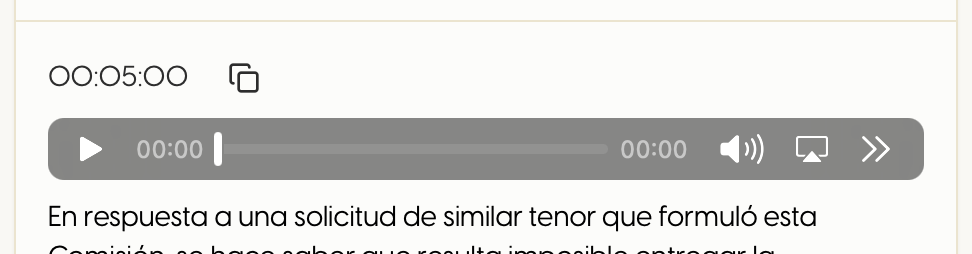 Reproductor de audio dentro de una transcripción